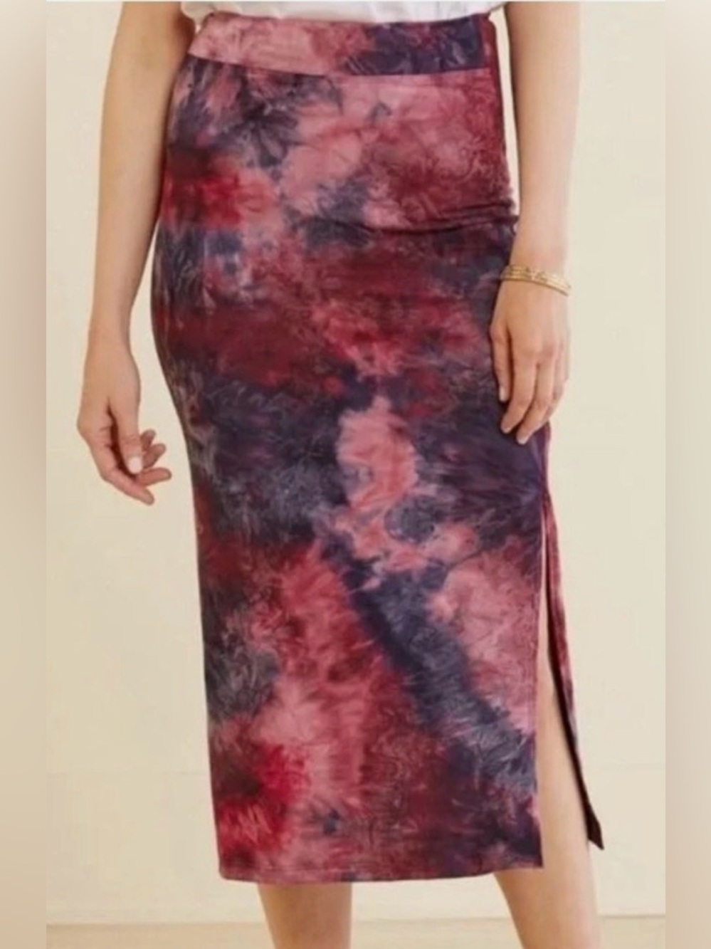 Sundry Tie Dye Knit Midi Skirt Purple Pink Size 1 Small